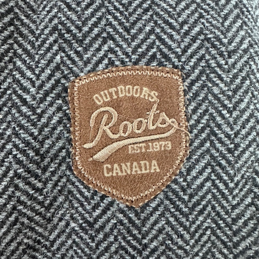 Roots‎ Canada Kids Puffer Vest Herringbone Tweed Brown Suede Patch Size XXL TTG - Picture 3 of 9